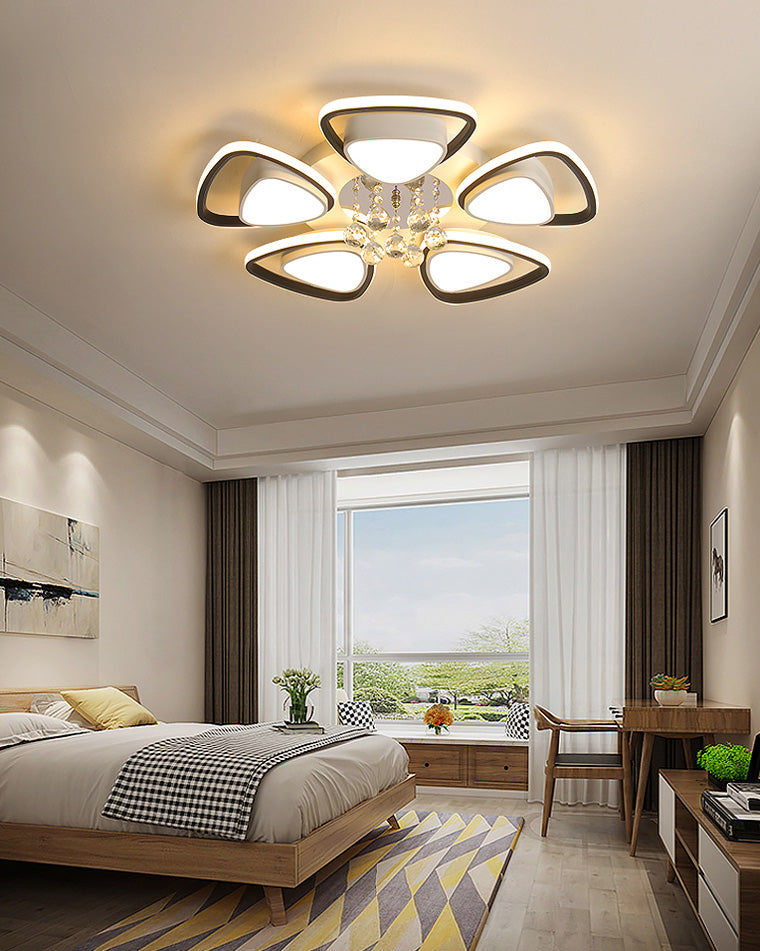 Modern Round Flower Pattern Crystal Ceiling Light