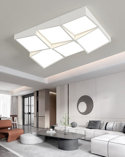 Modern Square or Wavy Ceiling Light in Frosted White