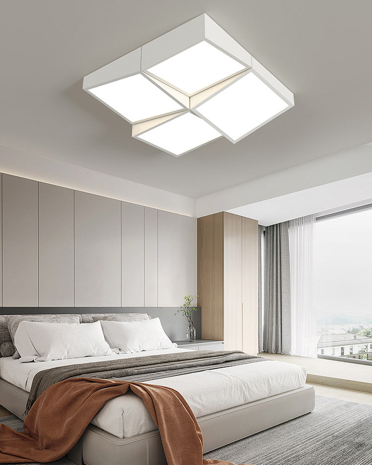 Modern Square or Wavy Ceiling Light in Frosted White