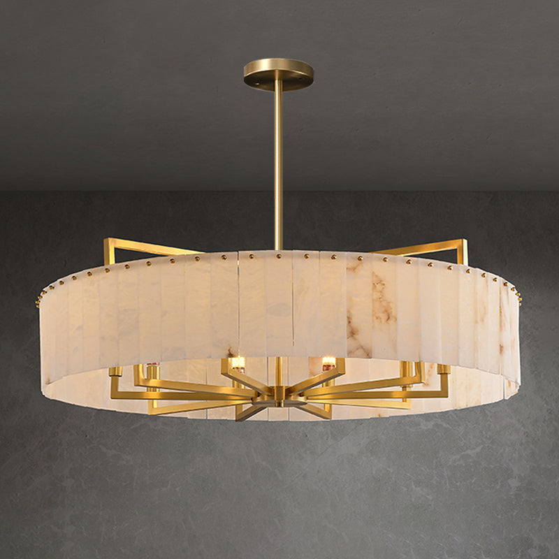 Round Mineral Gold Chandelier