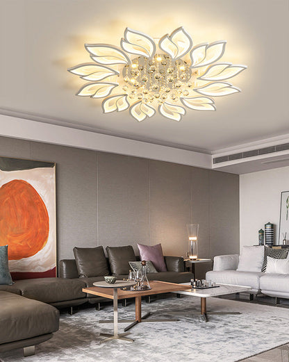 Elegant Flowers Crystal Flush Mount Ceiling Light