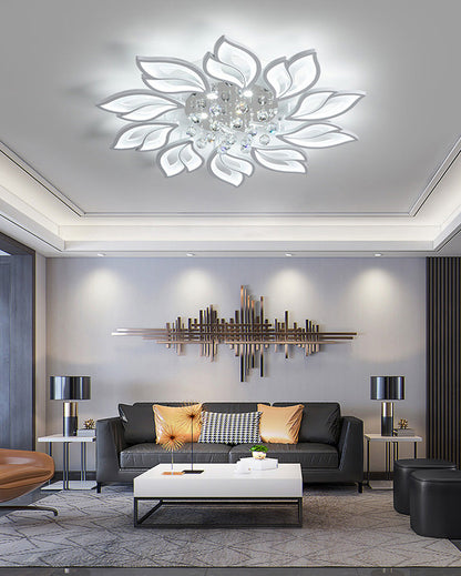Elegant Flowers Crystal Flush Mount Ceiling Light