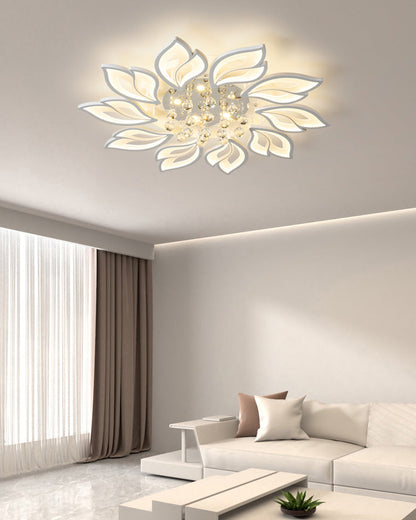 Elegant Flowers Crystal Flush Mount Ceiling Light
