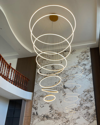 LED Ring Chandelier - Cascading Elegance