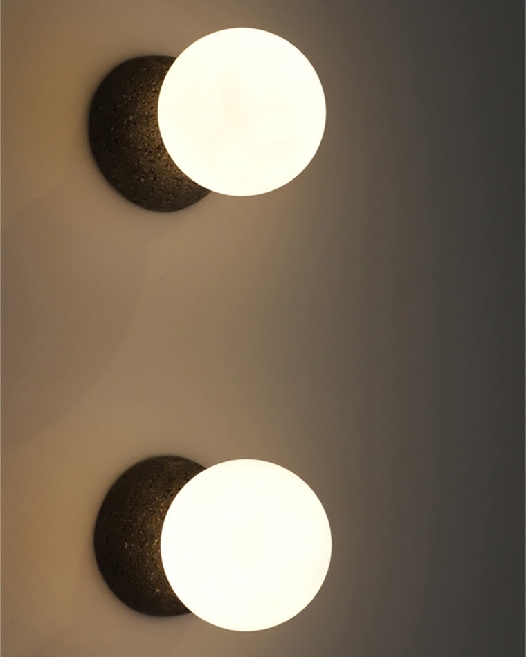 Spherical Glass and Concrete Wall Light