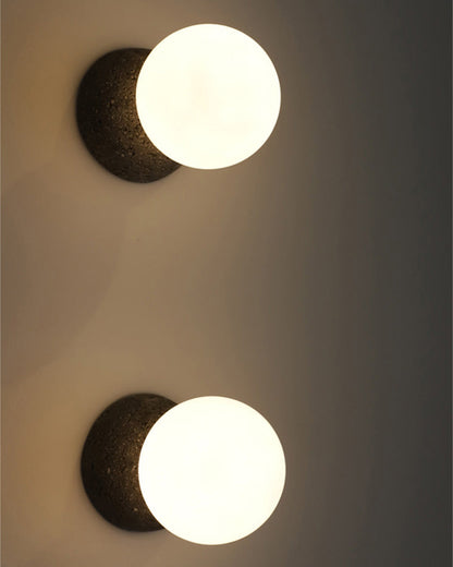 Spherical Glass and Concrete Wall Light