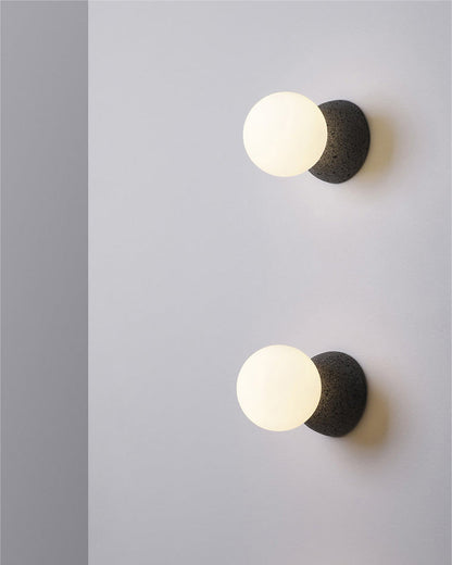 Spherical Glass and Concrete Wall Light