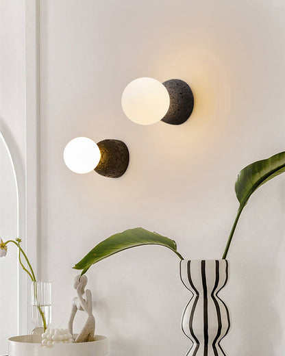 Spherical Glass and Concrete Wall Light