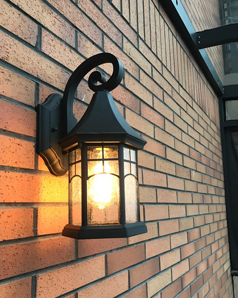 Colonial Outdoor Wall Sconce – Vintage Black and Brown Glow