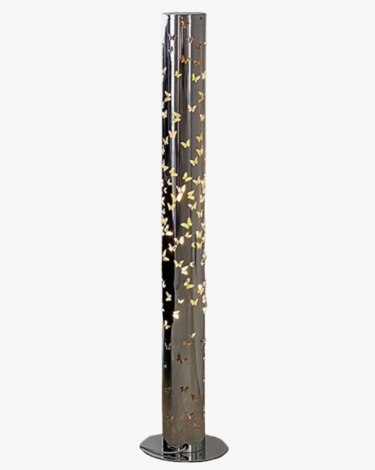 Cylindrical Floor Lamp with Butterfly Ambiance