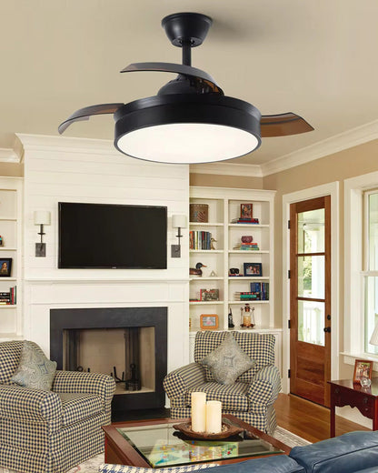 Modern black retractable ceiling fan