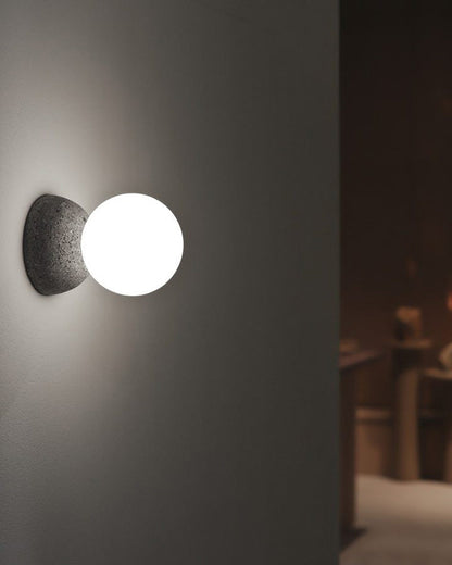 Spherical Glass and Concrete Wall Light
