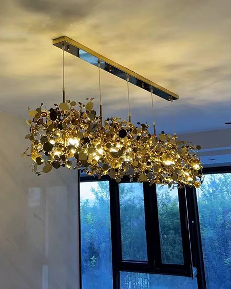 Hanging Chandelier - Silver/Gold Metallic Cloud