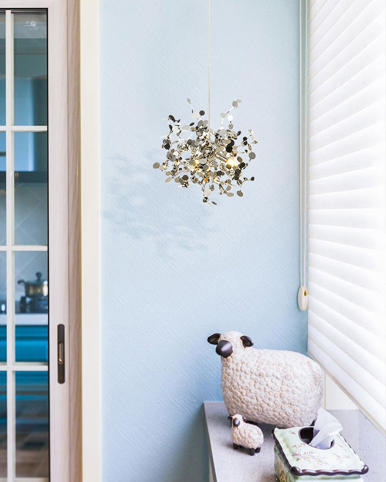 Hanging Chandelier - Silver/Gold Metallic Cloud