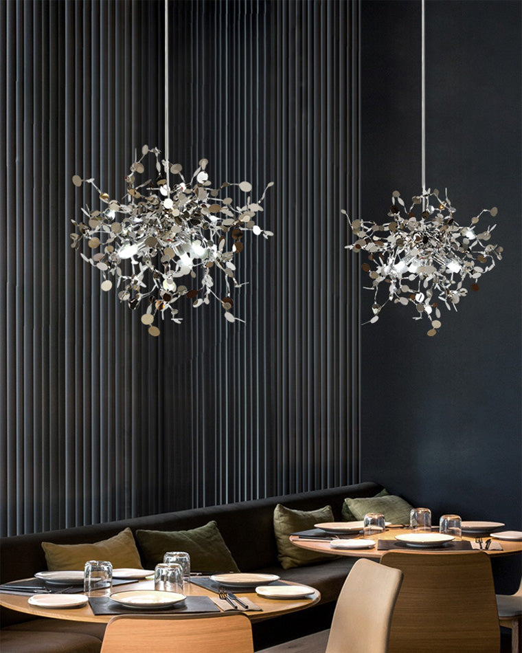 Hanging Chandelier - Silver/Gold Metallic Cloud