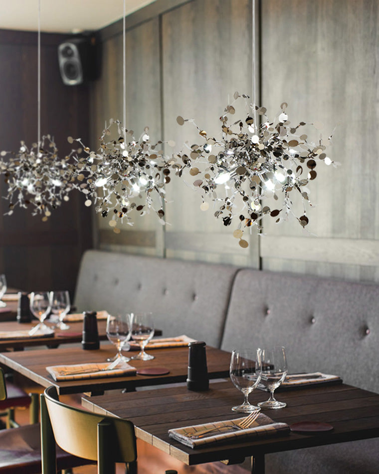 Hanging Chandelier - Silver/Gold Metallic Cloud