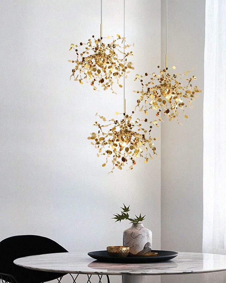 Hanging Chandelier - Silver/Gold Metallic Cloud