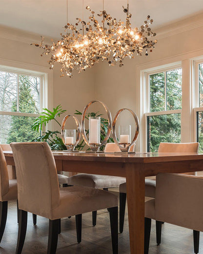 Hanging Chandelier - Silver/Gold Metallic Cloud