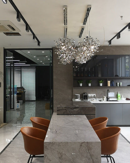 Hanging Chandelier - Silver/Gold Metallic Cloud