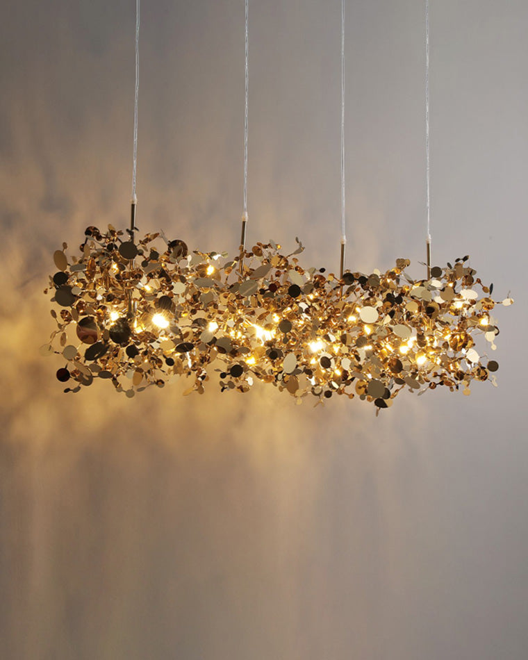 Hanging Chandelier - Silver/Gold Metallic Cloud
