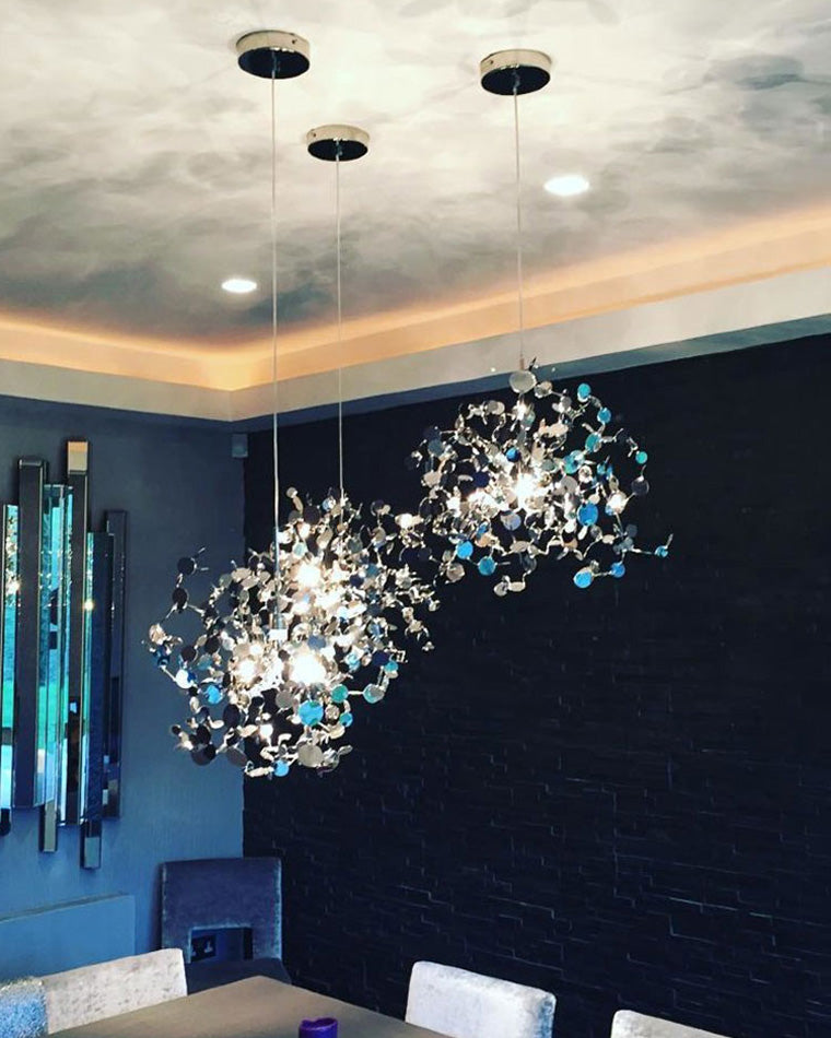 Hanging Chandelier - Silver/Gold Metallic Cloud