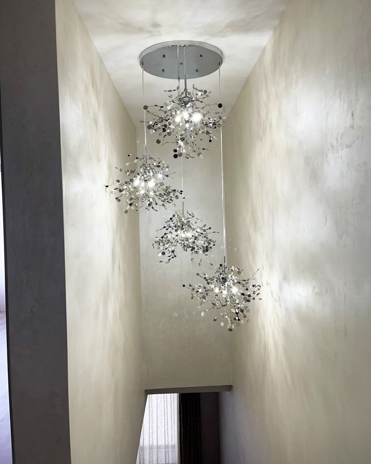 Hanging Chandelier - Silver/Gold Metallic Cloud