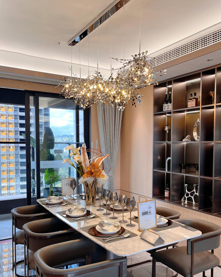 Hanging Chandelier - Silver/Gold Metallic Cloud