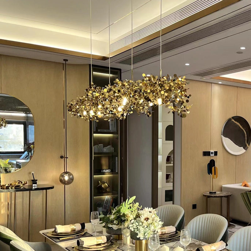 Hanging Chandelier - Silver/Gold Metallic Cloud