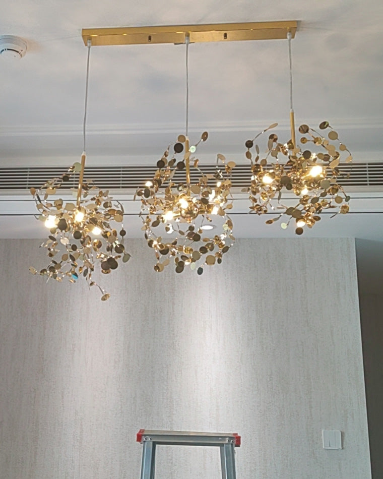 Hanging Chandelier - Silver/Gold Metallic Cloud
