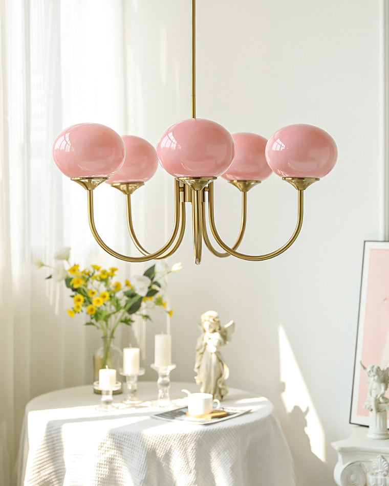 Pink Glass Bubble Chandelier - Glamour Rose