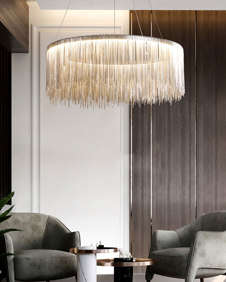 Round Chandelier - Fringed Shine