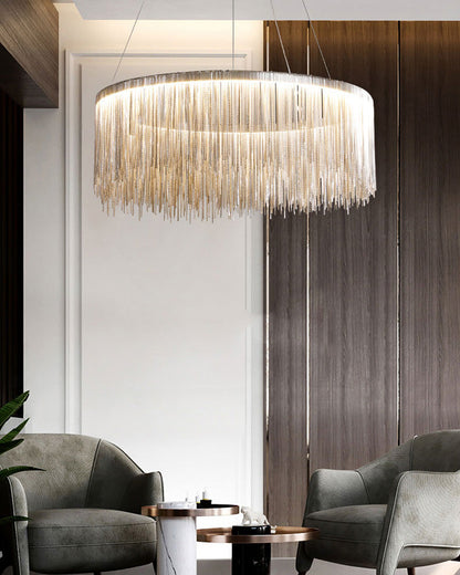 Round Chandelier - Fringed Shine