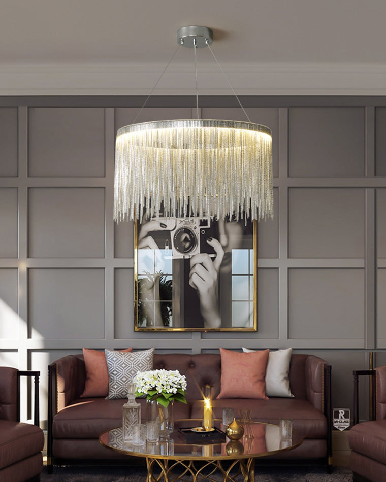 Round Chandelier - Fringed Shine