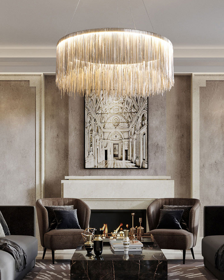 Round Chandelier - Fringed Shine