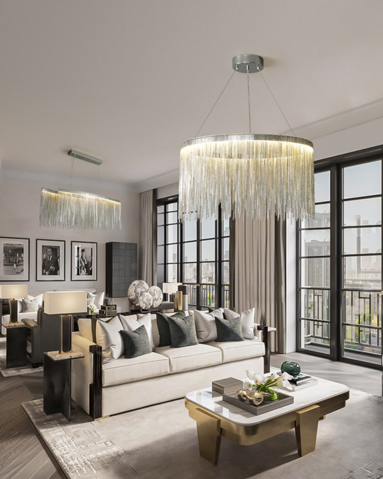 Round Chandelier - Fringed Shine