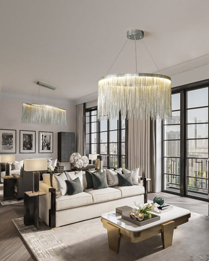 Round Chandelier - Fringed Shine