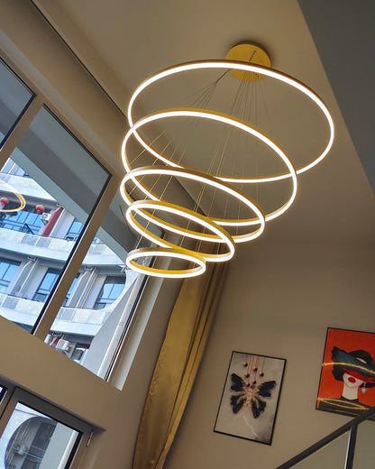 LED Ring Chandelier - Cascading Elegance
