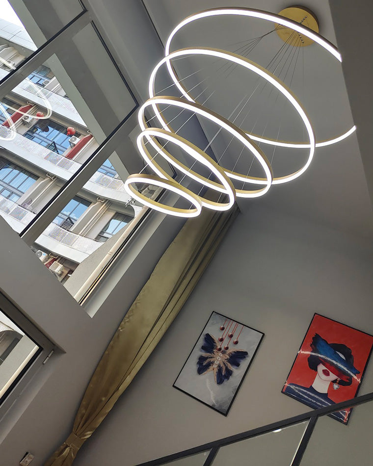 LED Ring Chandelier - Cascading Elegance