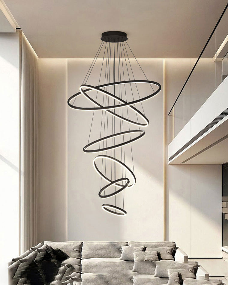 LED Ring Chandelier - Cascading Elegance