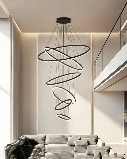 LED Ring Chandelier - Cascading Elegance