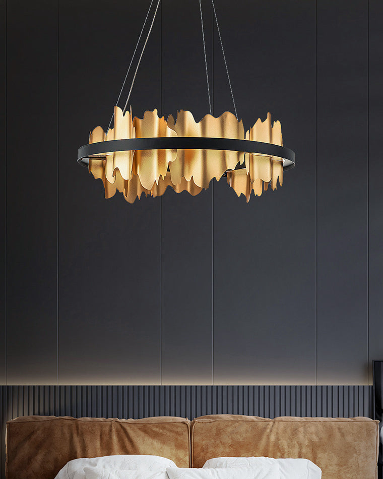 Lustre Rond - Iceberg Noir & Or