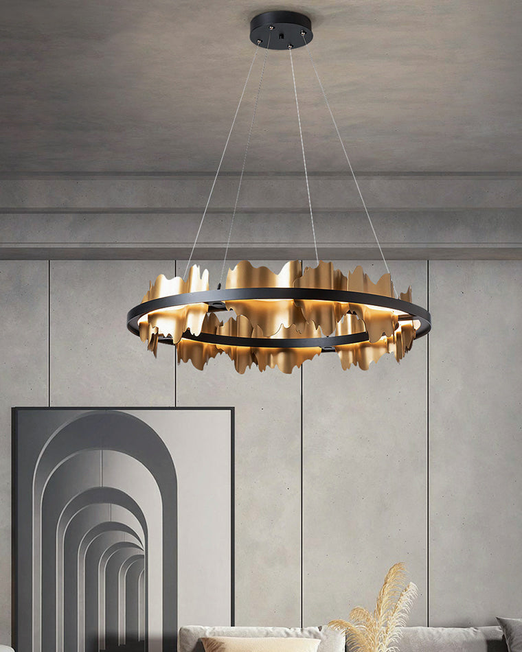 Lustre Rond - Iceberg Noir & Or