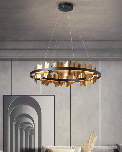 Round Chandelier - Iceberg Black &amp; Gold