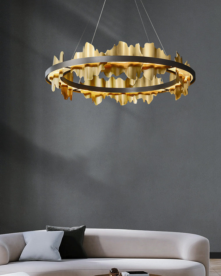 Lustre Rond - Iceberg Noir & Or