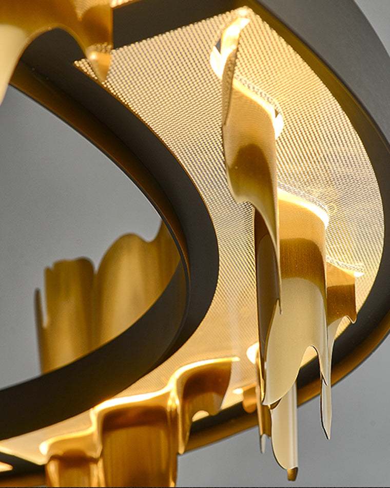 Round Chandelier - Iceberg Black &amp; Gold