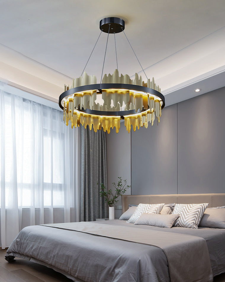 Lustre Rond - Iceberg Noir & Or