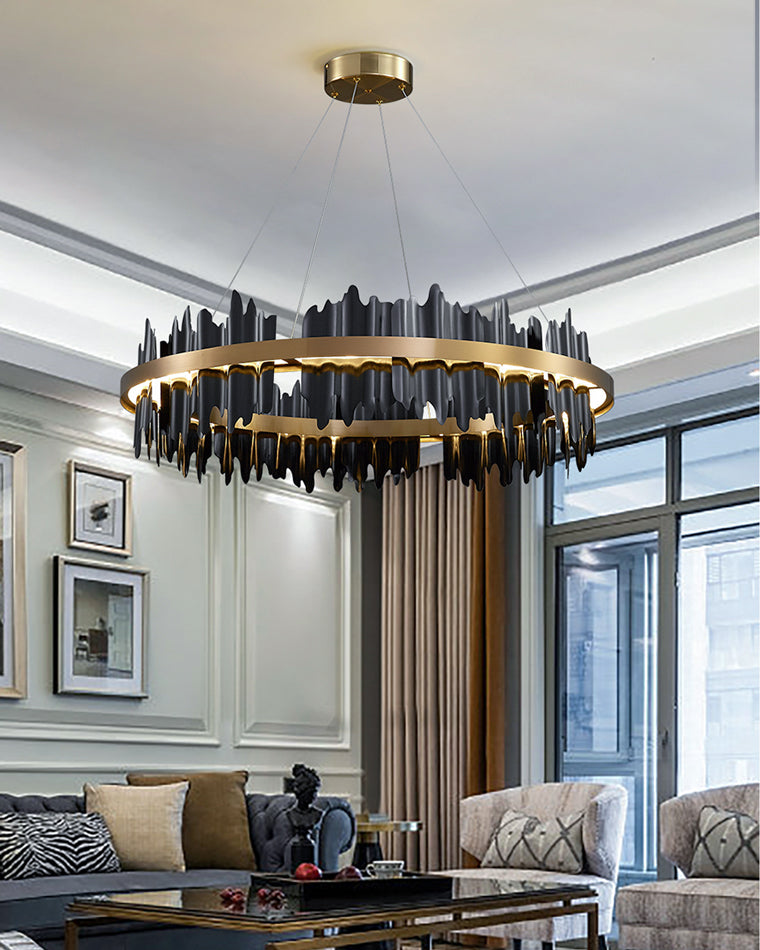 Lustre Rond - Iceberg Noir & Or