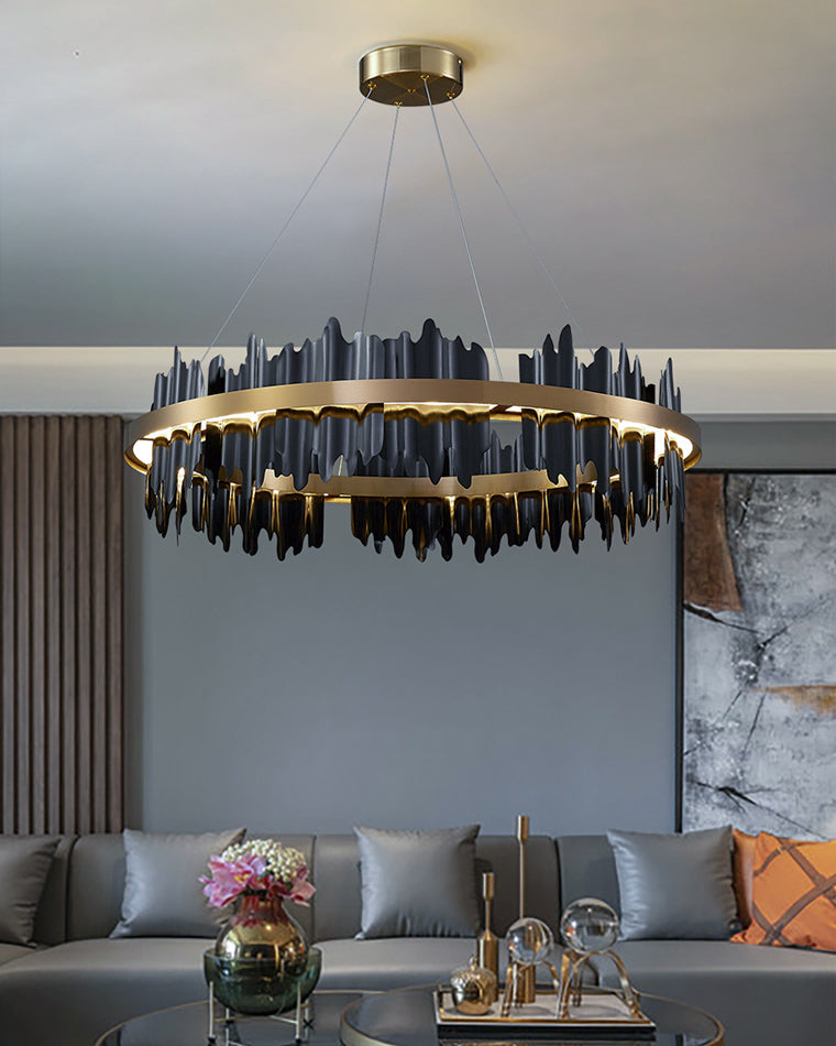 Lustre Rond - Iceberg Noir & Or