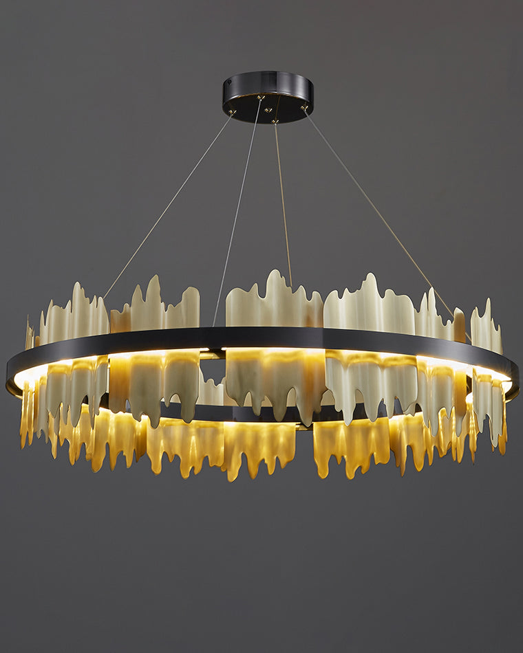 Lustre Rond - Iceberg Noir & Or