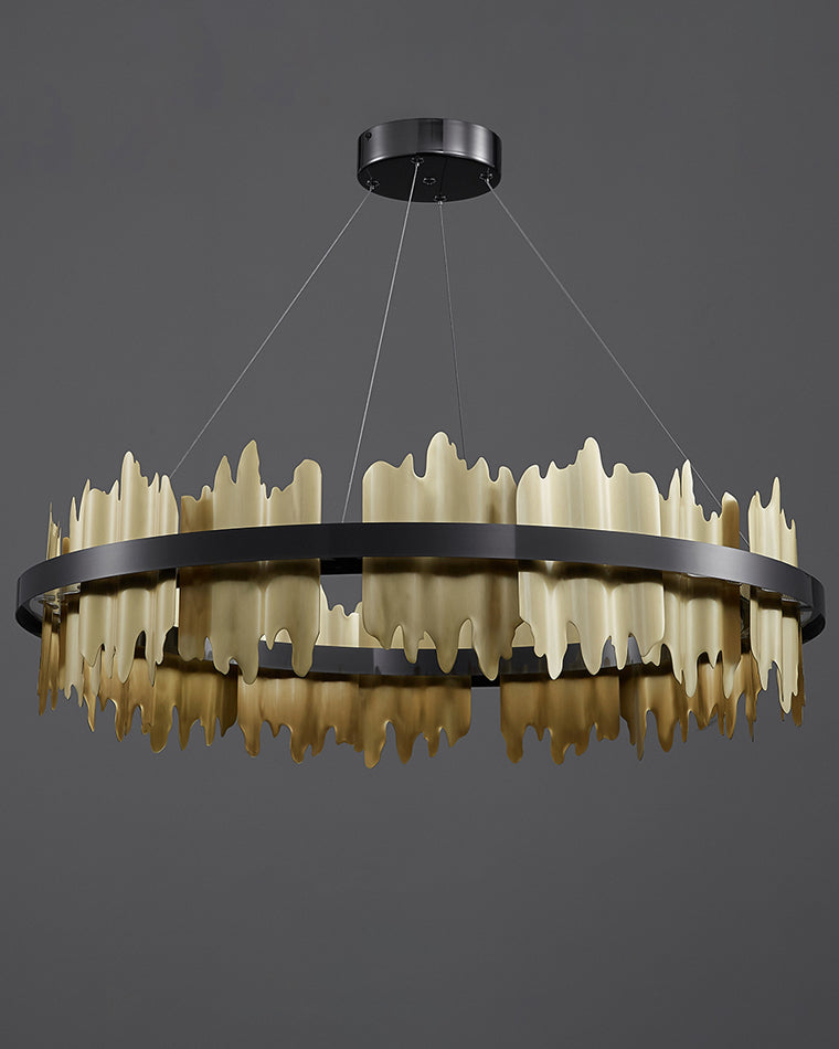 Lustre Rond - Iceberg Noir & Or